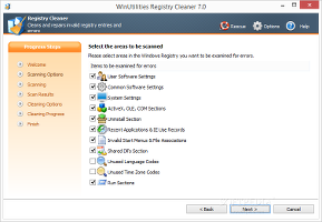 Showing the Registry Cleaner module in WinUtilities Professional Edition